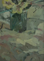 Yellow Flowers in Green Pot